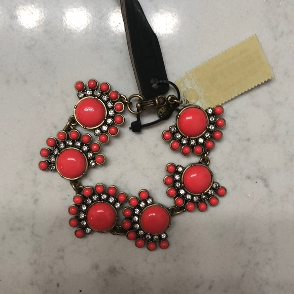 J. Crew Coral and Gold Stone Studded Bracelet - Picture 3 of 3